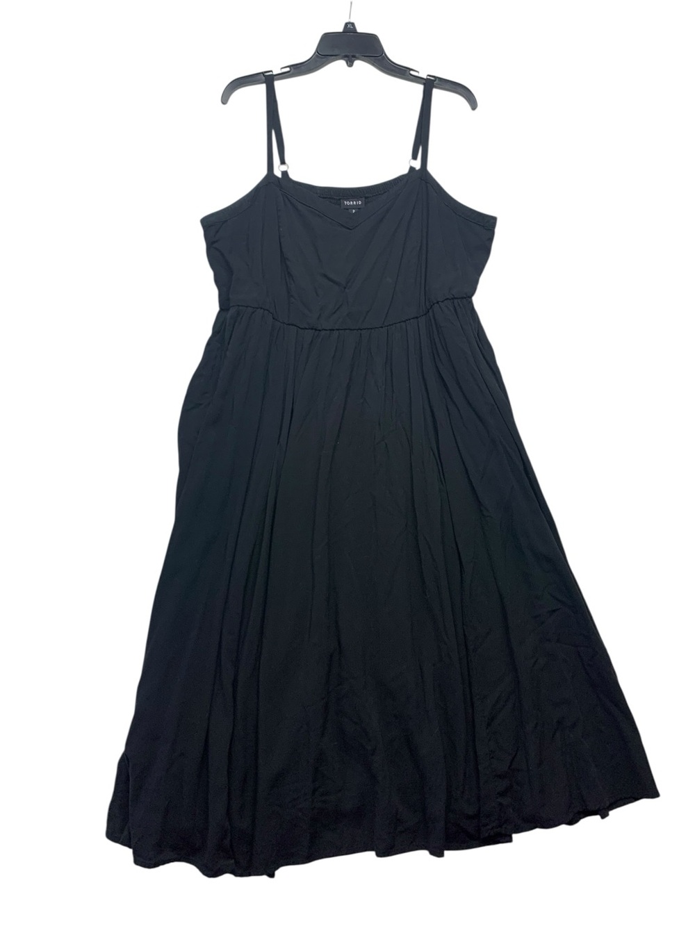 Torrid size 2 2x Black Spaghetti Strap Midi Dress guest party casual slimming fl